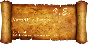 Verzár Ervin névjegykártya